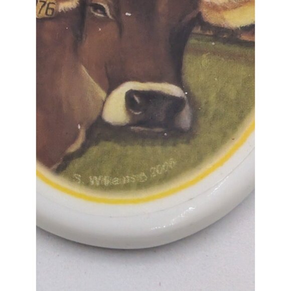 Shelburne Farms Cheddar Ceramic Ornament, Shelburn VT Cow By S Williams '06 - Picture 4 of 7
